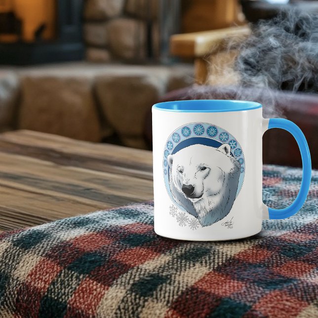 Taza Oso polar Snowflakes Art Nouveau (Subido por el creador)