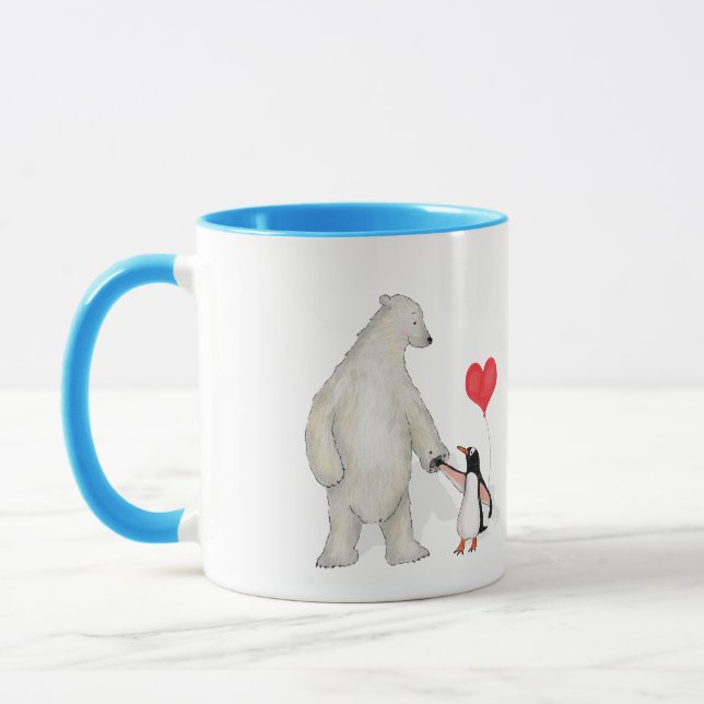 Taza Oso polar y pingüino 'te aman' mug (Izquierda)