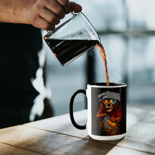 Taza Oso Retro Con Sombrero Rallador De Queso Y Gafas D