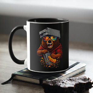 Taza Oso Retro Con Sombrero Rallador De Queso Y Gafas D