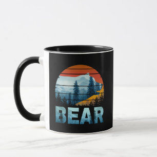 TAZA OSO VINTAGE NATURALEZA SALVAJE BOSQUE ATARDECER