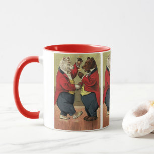 Taza Osos felices victorianos vintage, alegres, bailand