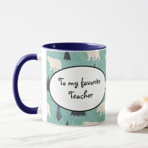 Taza Osos polares dibujados a mano Árboles eververdes e