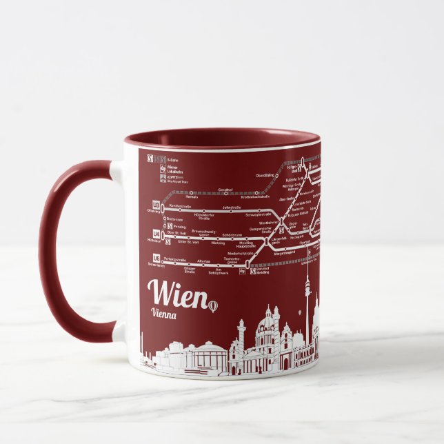 Taza " Österreich: 1978 Wien - Die U-Bahn ... (Izquierda)