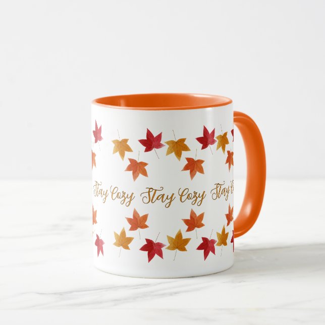Taza Otoño Acogedor & Hojas de Otoño Rústico  (Anverso derecho)