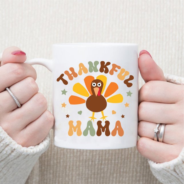Taza Otoño Agradecimiento a mamá Cute Gobble Acción de  (Autumn Thankful Mama Cute Gobble Thanksgiving Mug)