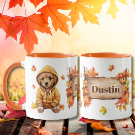 Taza Otoño Caída Animal Adorable Perro Personalizado