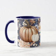 Otoño Caída Calabaza Floral Mug