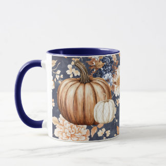 Taza Otoño Caída Calabaza Floral Mug