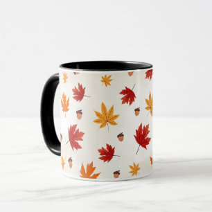 Taza Otoño Colorido Hojas Caídas Rojas Naranjas Amarill