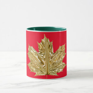Taza Otoño Dorado rojo maple caída apariencia metálica