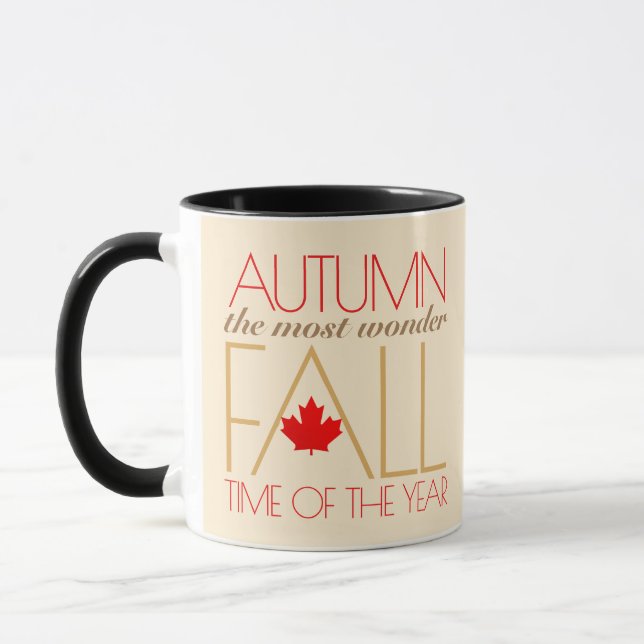 Taza Otoño Las hojas rojas Palabra Arte Maravilla Caída (Izquierda)