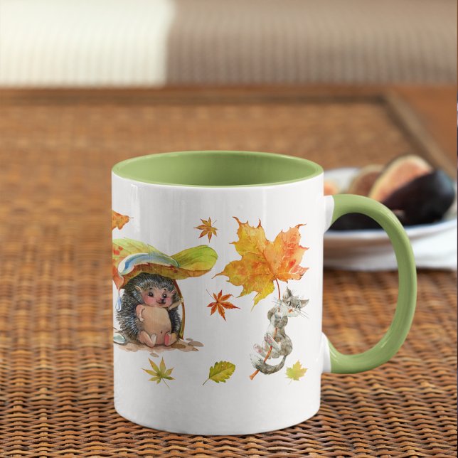 Taza Otoño otoño cúter Animals Clipart (Fall Autumn Cute Animals Clipart Mug)