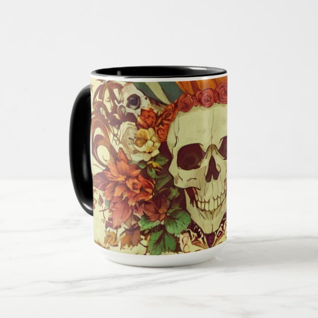 Taza Otoño/otoño/Halloween/calabaza/esqueleto (Anverso izquierdo)