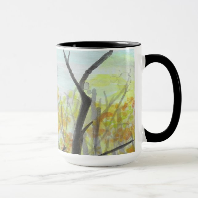 Taza Otoño Raven serene árboles Bird Naturaleza Mugs (Derecha)