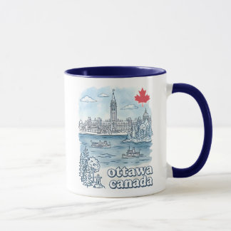 Taza Ottawa Canada Simple Blue Skyline Cute Cityscape