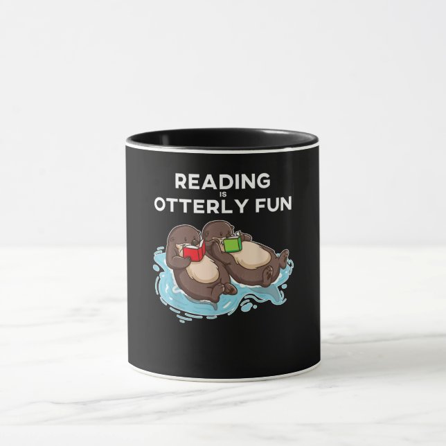 Taza Otter Gift | Gusano de libros de Otter marino leye (Centro)