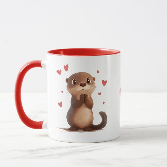 Taza Otter, Love, Girlfriend, Boyfriend Gift, texto pro (Izquierda)