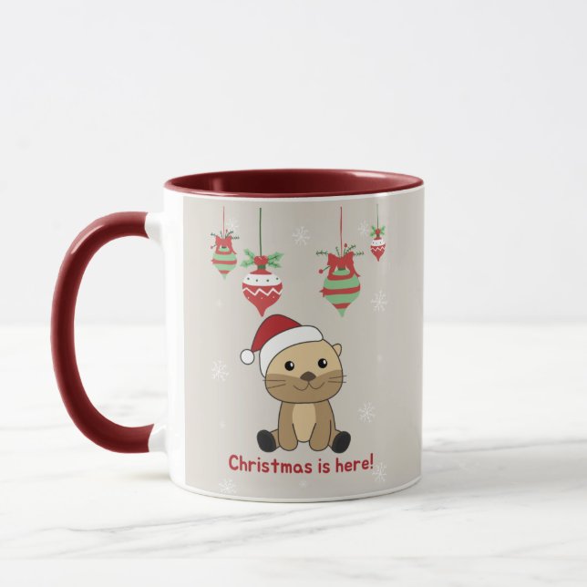 Taza Otter Navidades Nieve animales de invierno mastica (Izquierda)