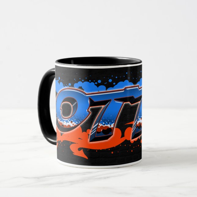 Taza Otto Vorname Name Graffiti blue orange Tasse (Anverso izquierdo)