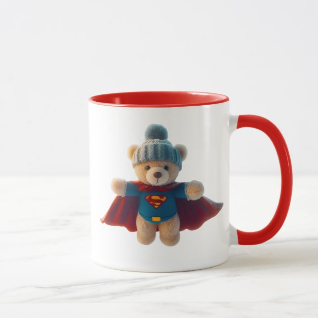 Taza Ours en peluche super-héros avec bonnet. (Derecha)