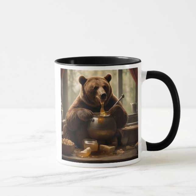 Taza Ours gourmand dévorant un pot de confiture. (Derecha)