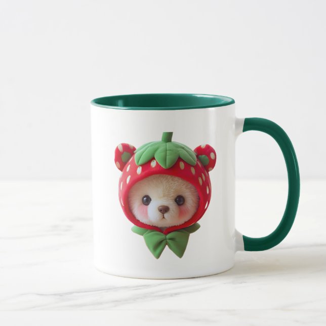 Taza Ours in stuffed too cute with strawberry hood. (Derecha)