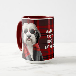 Taza Oveja adorable con bufanda a cuadros rojos diverti