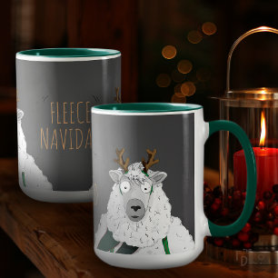 Taza Oveja de Navidad de Felpa Divertida Gris de Dibujo