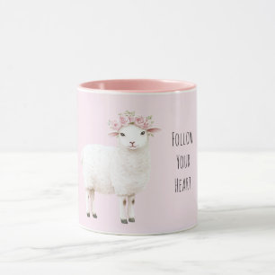 Taza Oveja Dulce Lindo Rosas Florales Rosadas