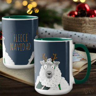 Taza Ovejas divertidas 'Fleece Navidad' Cartoon azul gr