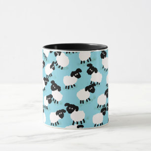 Taza Ovejas Esponjosas Sobre Azul Bebé