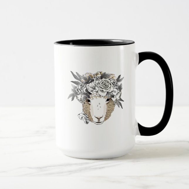Taza Ovejas florales del halo (Derecha)