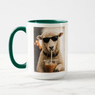 Taza Ovejas geniales bebiendo café helado