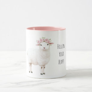 Taza Ovejas Lindas Dulces Rosas Florales Rosadas