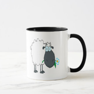 Taza ovejas personalizados divertidas con flor