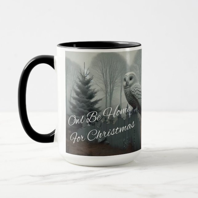 Taza Owl Be Home For Navidades Coffee Mug Cup (Izquierda)