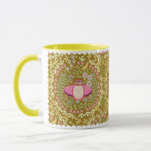 Taza Owl Folk Olive