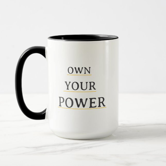 Taza Own Your Power Minimal Typography | Motivational Q (Izquierda)