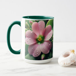 Taza Oxalis verde y rosa floral