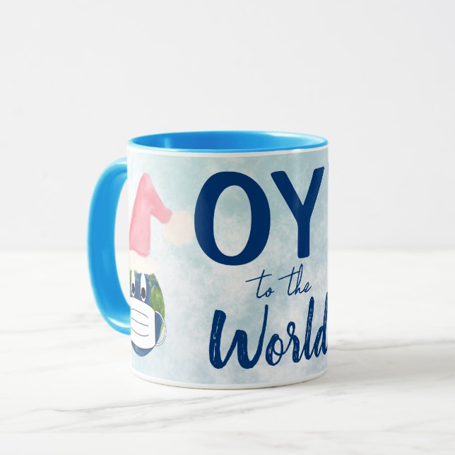 Taza ¡OY! al mundo. Festividad divertida Tierra y másca (Anverso izquierdo)
