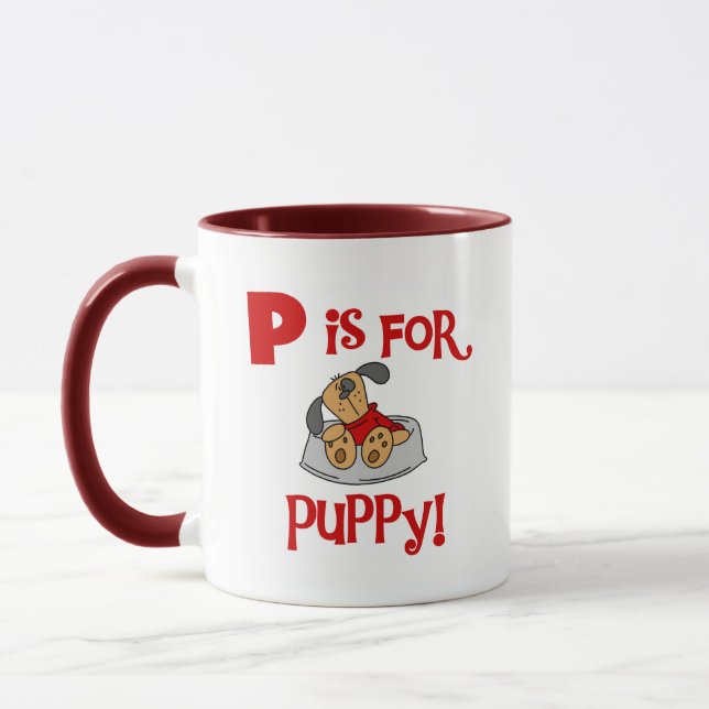 Taza P es para camisetas y regalos de cachorros (Izquierda)
