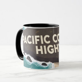 Taza Pacific Coast Highway Retro Travel Art