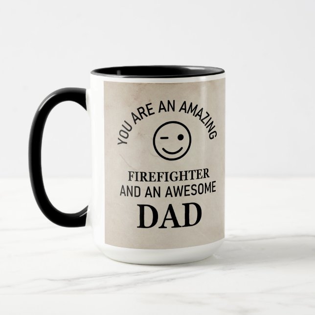 Taza Padre bombero del patrón de mármol ruso retro beig (Izquierda)