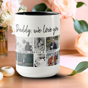 Taza Padre con hijos familia papá 14 collage de fotos