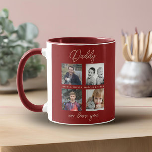 Taza Padre con hijos Familia Papá 4 Colaje de fotos