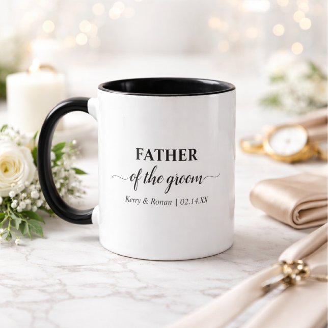 Taza Padre del Novio Personalizado en Negro y Blanco (Subido por el creador)
