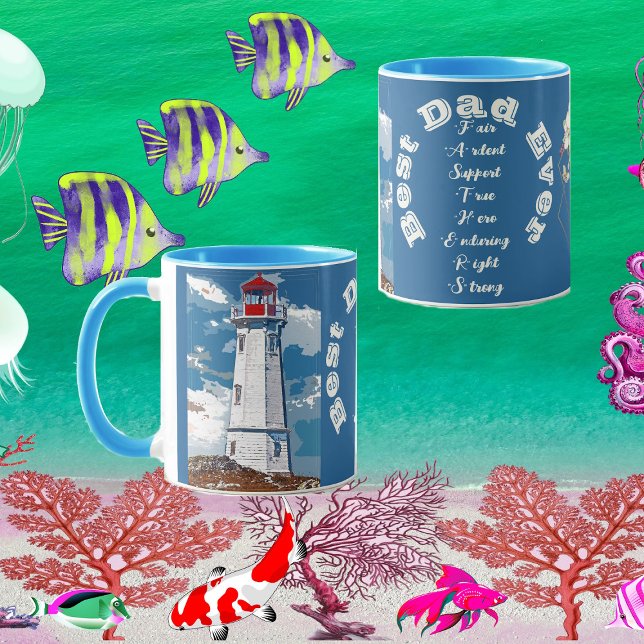 Taza Padre Hija Faro De Bond Mejor Padre Que Azul (Father Daughter Bond Lighthouse Best Dad Ever Blue Mug)