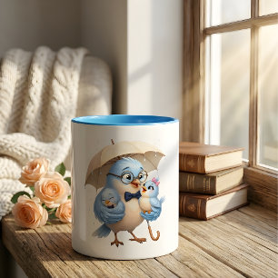 Taza Padre Pájaro Protegiendo a sus Pequeños