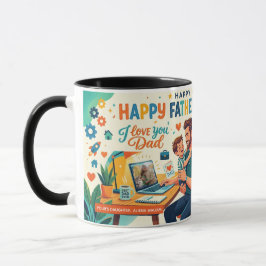 TAZA PADRE TRABAJADOR DISEÑADO MODERNO FOTO-TEXTO PERSO